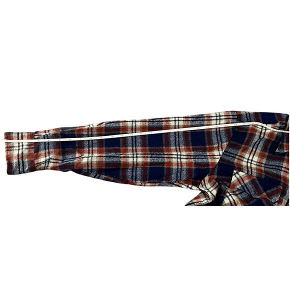 Woodland Men Size Med- 15-15.5 Virgin Acrylic Flannel Shirt Red Blue White Plaid - Picture 7 of 9